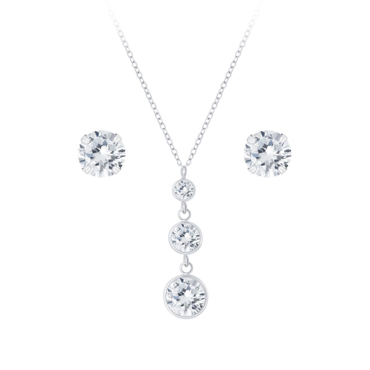 zilveren cubic zirkonia oorbellen en ketting set  sparkling juwelen set dames  Zilverana  sieraden vrouw  Sterling 925 Silver