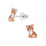 zilveren tijger kinderoorbellen  tiger oorknopjes Meisje Zilver  Zilverana  Sterling 925 Silver