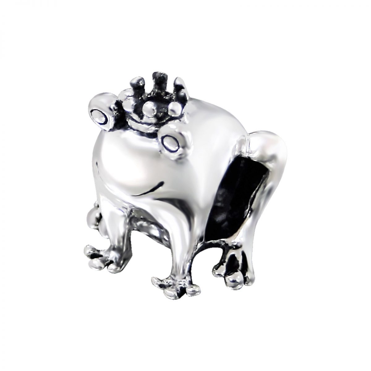 3D kikker prins bead  Bedel  Zilverana  geschikt voor Biagi , Pandora , Trollbeads armband  925 zilver