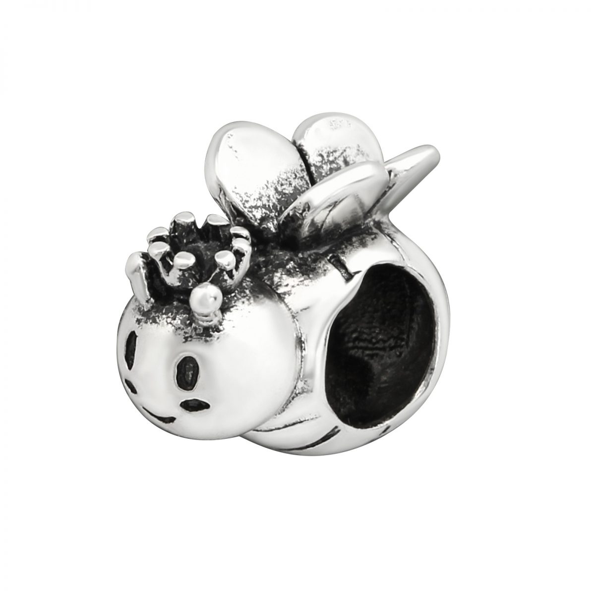 zilver bijtje met kroon bead  Bedel  Zilverana  geschikt voor Biagi , Pandora , Trollbeads armband  925 zilver