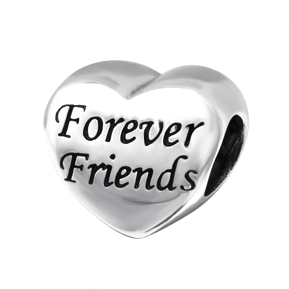 Hart Forever friends bead  Bedel  Zilverana  geschikt voor Biagi , Pandora , Trollbeads armband  925 zilver