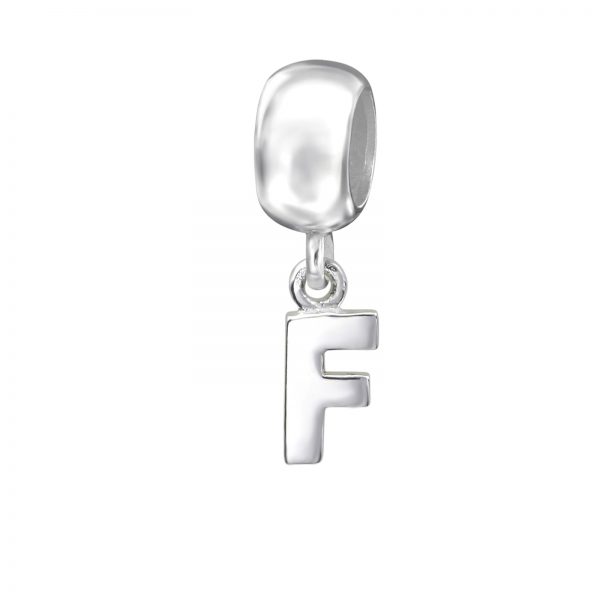 Dangle Alfabet letter F bead  Zilverana  Bedel  Sterling 925 Silver (Echt zilver)  Past op vele merken  Nikkelvrij