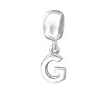 Dangle Alfabet letter G bead  Zilverana  Bedel  Sterling 925 Silver (Echt zilver)  Past op vele merken  Nikkelvrij