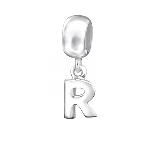 Dangle Alfabet letter R bead  Zilverana  Bedel  Sterling 925 Silver (Echt zilver)  Past op vele merken  Nikkelvrij