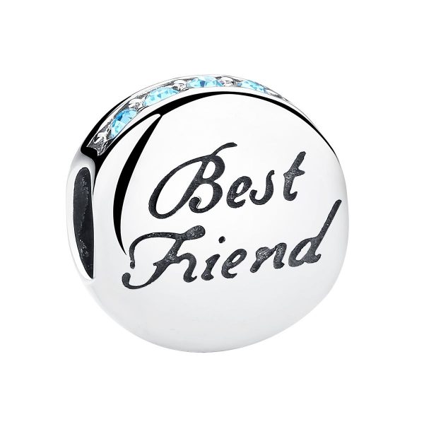 Best Friend bead blauwe zirkonia  vrienden bedel  Zilverana  geschikt voor Biagi , Pandora , Trollbeads armband  925 zilver