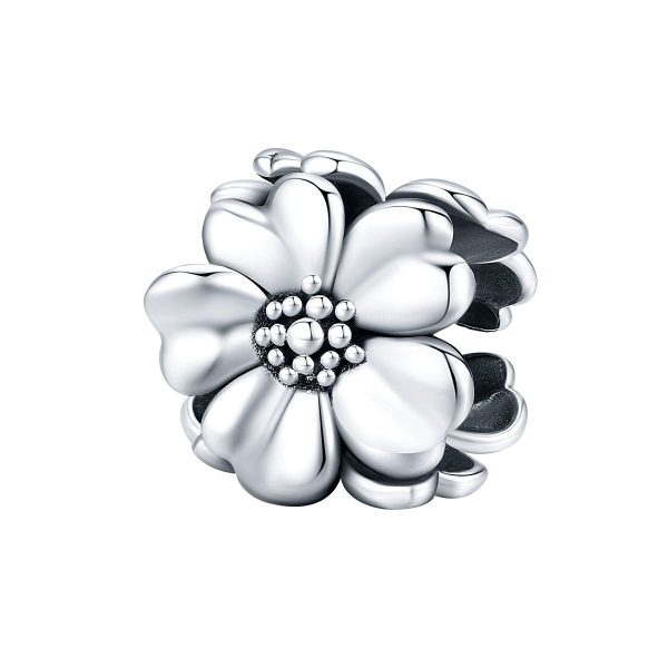 bloemen bedel  3 flowers bead  Zilverana  geschikt voor Biagi , Pandora , Trollbeads armband  925 zilver