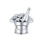 Champagne emmer bedel met zirconia  bead  Zilverana  geschikt voor Biagi , Pandora , Trollbeads armband  925 zilver