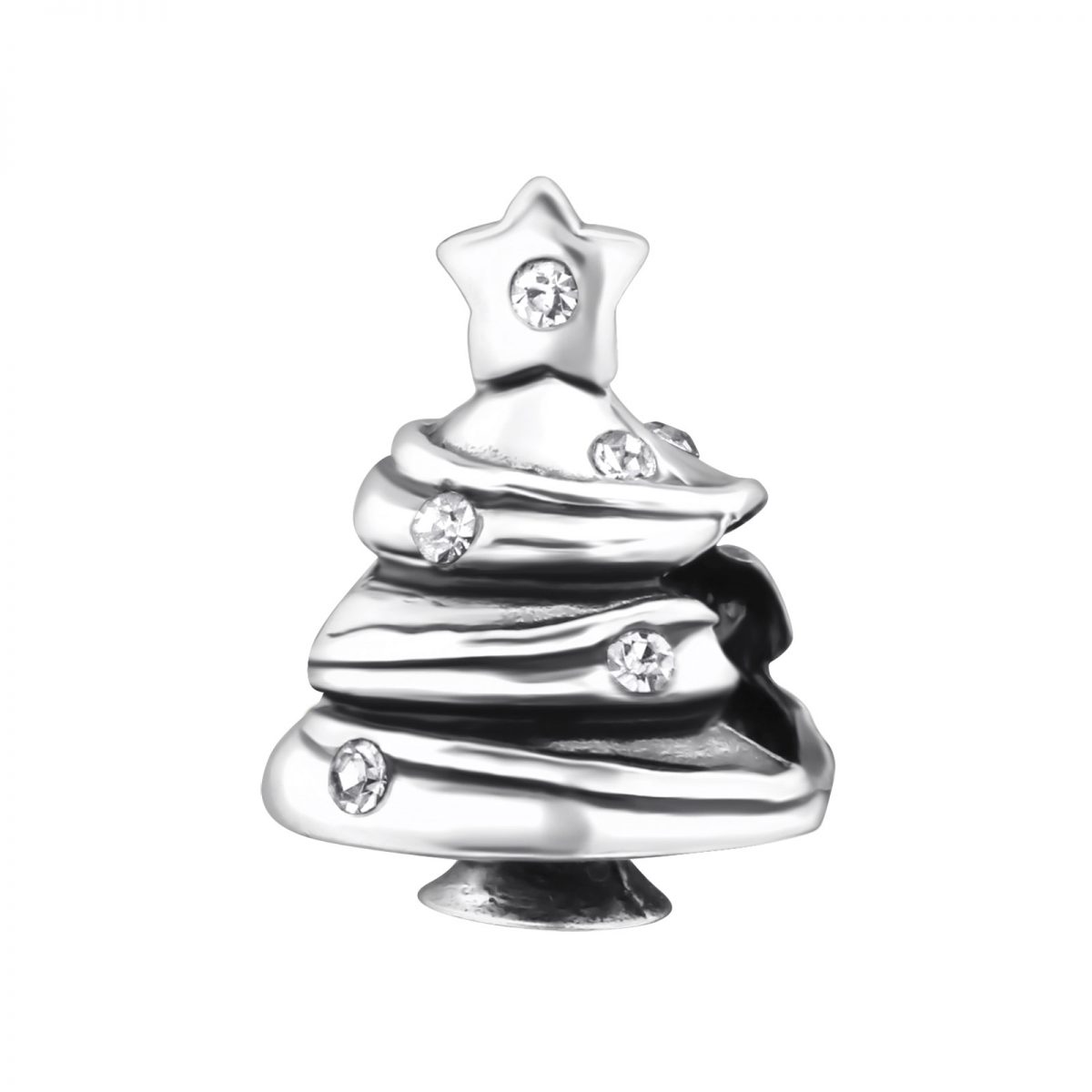 kerstboom met 9 zirkonia bead  Zilverana  Bedel  geschikt voor Biagi , Pandora , Trollbeads armband  925 zilver