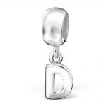 Letter D dangle bead  bedel  Zilverana  geschikt voor Biagi , Pandora , Trollbeads armband  925 zilver