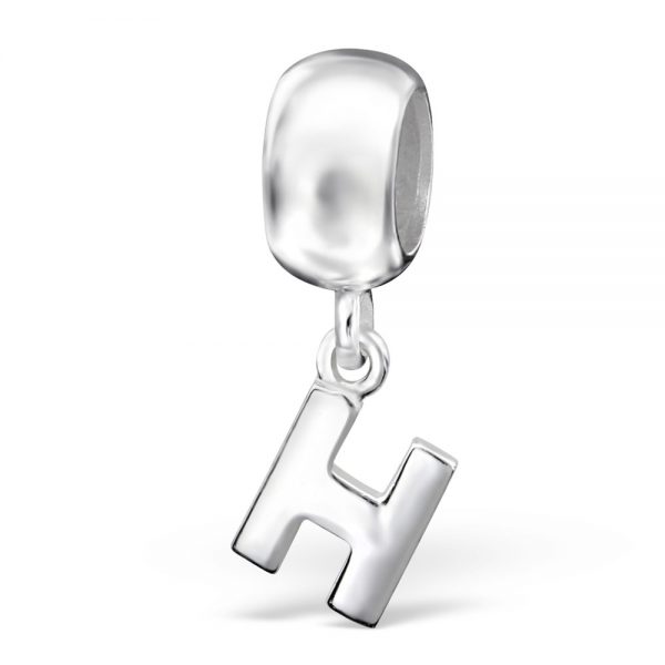 Dangle Alfabet letter H bead  Zilverana  Bedel  Sterling 925 Silver (Echt zilver)  Past op vele merken  Nikkelvrij