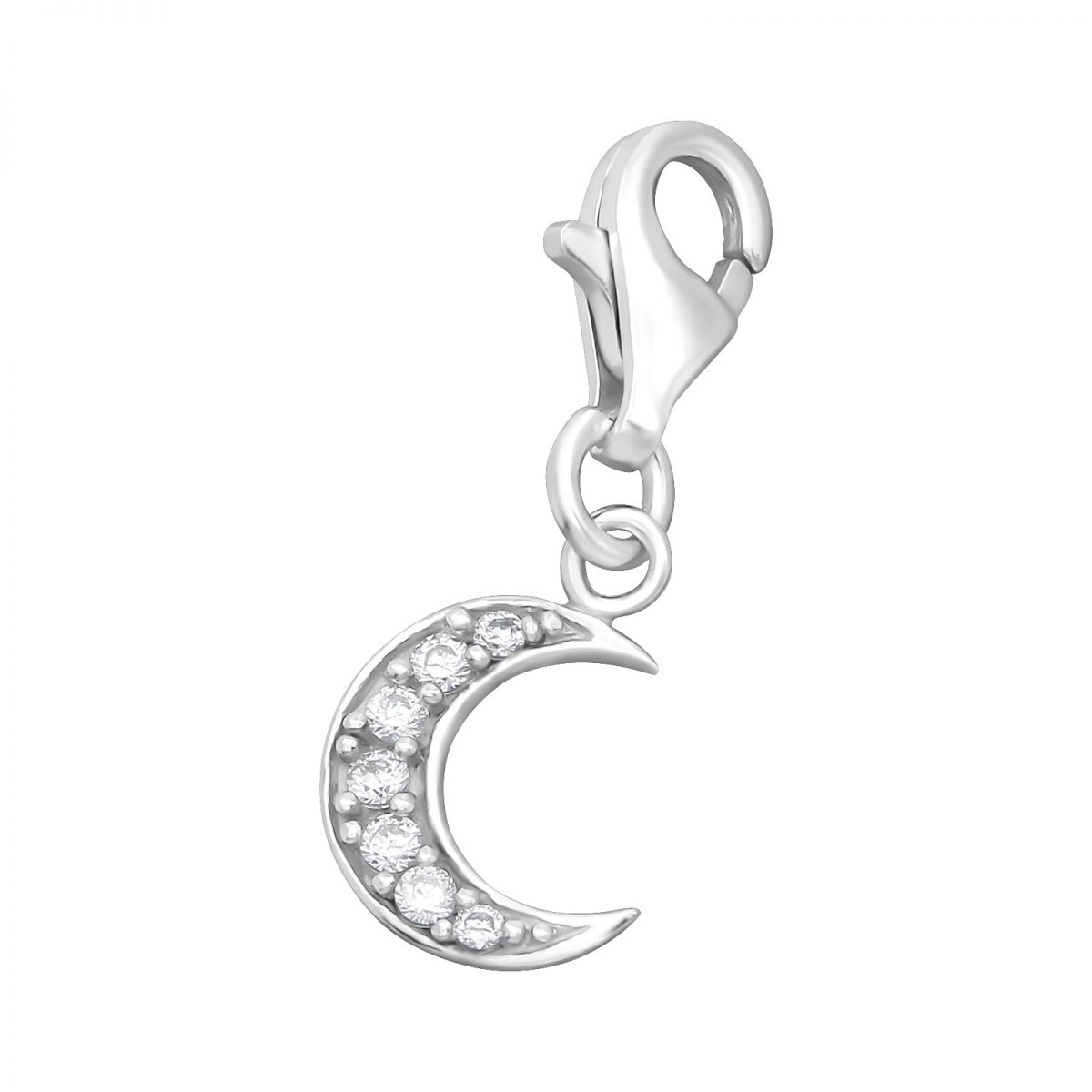 Halve maan met zirkonia bedel  Zilverana  Sterling 925 Silver (Echt zilver)  Clip-On / Karabijnsluiting  Past OA op SilberDream, Zinzi, Thomas Sabo en Ti Sento