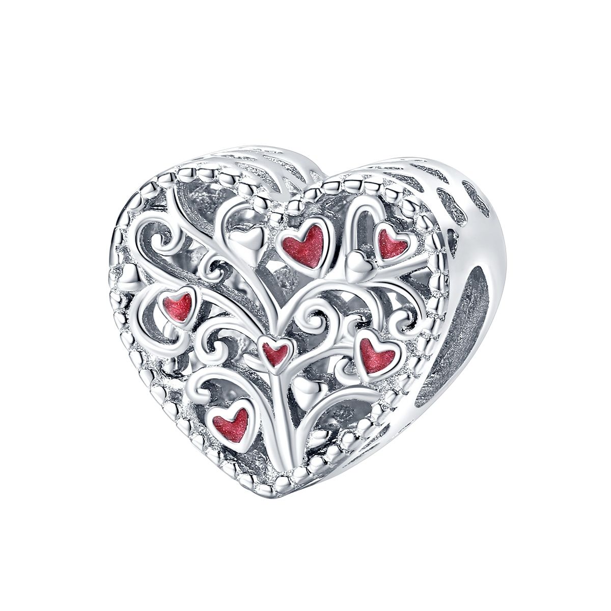 Hart levensboom met hartjes  bead  Zilverana  geschikt voor Biagi , Pandora , Trollbeads armband  925 zilver