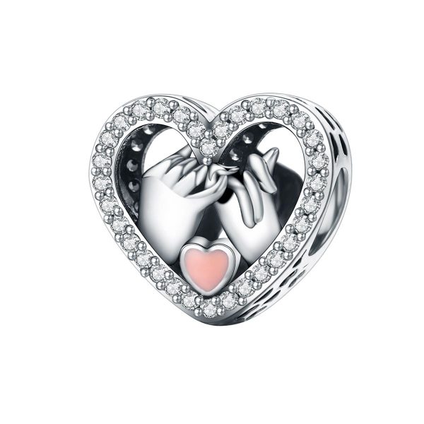 Hart belofte liefde bedel met zirconia  love promise bead  Zilverana  geschikt voor Biagi , Pandora , Trollbeads armband  925 zilver