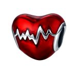 Hart rood hartslag liefde bedel  love bead  Zilverana  geschikt voor Biagi , Pandora , Trollbeads armband  925 zilver