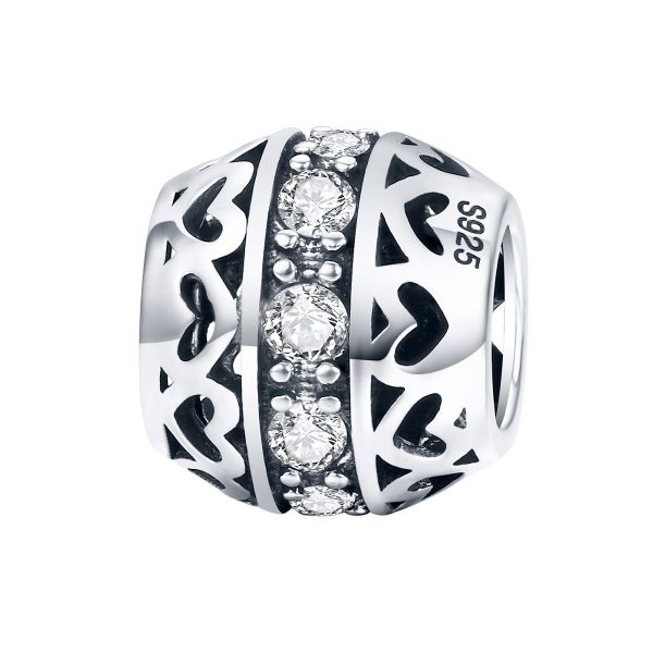 Romantic multi hart zirconia  love bead  Zilverana  geschikt voor Biagi , Pandora , Trollbeads armband  925 zilver