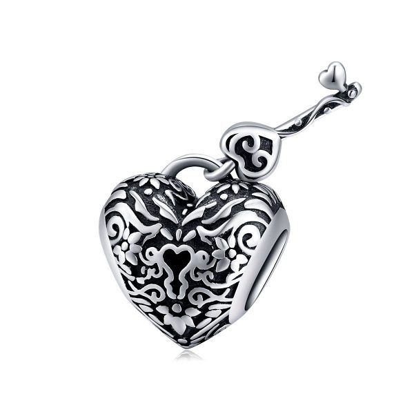 hart bedel met sleutel  heart bead  Zilverana  geschikt voor Biagi , Pandora , Trollbeads armband  925 zilver