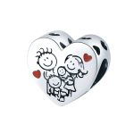 hart family bedel met tekening van gezin  bead  Zilverana  geschikt voor Biagi , Pandora , Trollbeads armband  925 zilver
