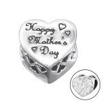 Hartvormige Mothersday moederdag bedel met 27 zirkonia Zilverana geschikt voor Biagi , Pandora , Trollbeads armband 925 zilver