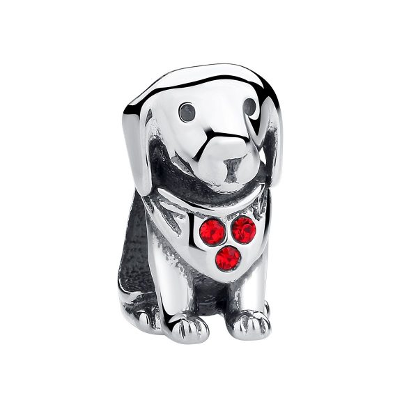hond bead rode zirkonia  bedel  Zilverana  geschikt voor Biagi , Pandora , Trollbeads armband  925 zilver