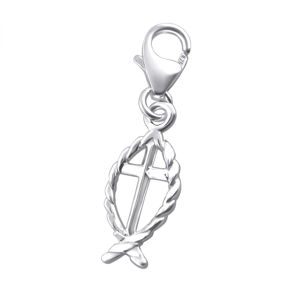 ichthus kruis bedel  Zilverana  Sterling 925 Silver (Echt zilver)  Clip-On / Karabijnsluiting  Past OA op SilberDream, Zinzi, Thomas Sabo en Ti Sento