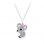 zilveren kinderketting koala met roze strik ketting meisje zilverana Sterling 925 Silver (Echt zilver)