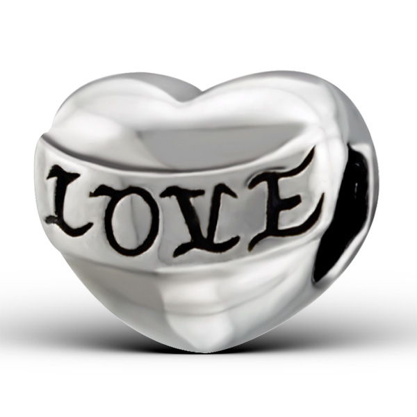 Love hart bead  Bedel  Zilverana  geschikt voor Biagi , Pandora , Trollbeads armband  925 zilver
