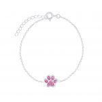 Zilveren kinderarmband roze hondenpoot  armband  dierenpoot armbandje Meisje Zilver  Zilverana  Sterling 925 Silver