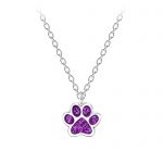 zilveren hondenpoot paars kinderketting  dierenpoot ketting meisje  zilverana  Sterling 925 Silver (Echt zilver)