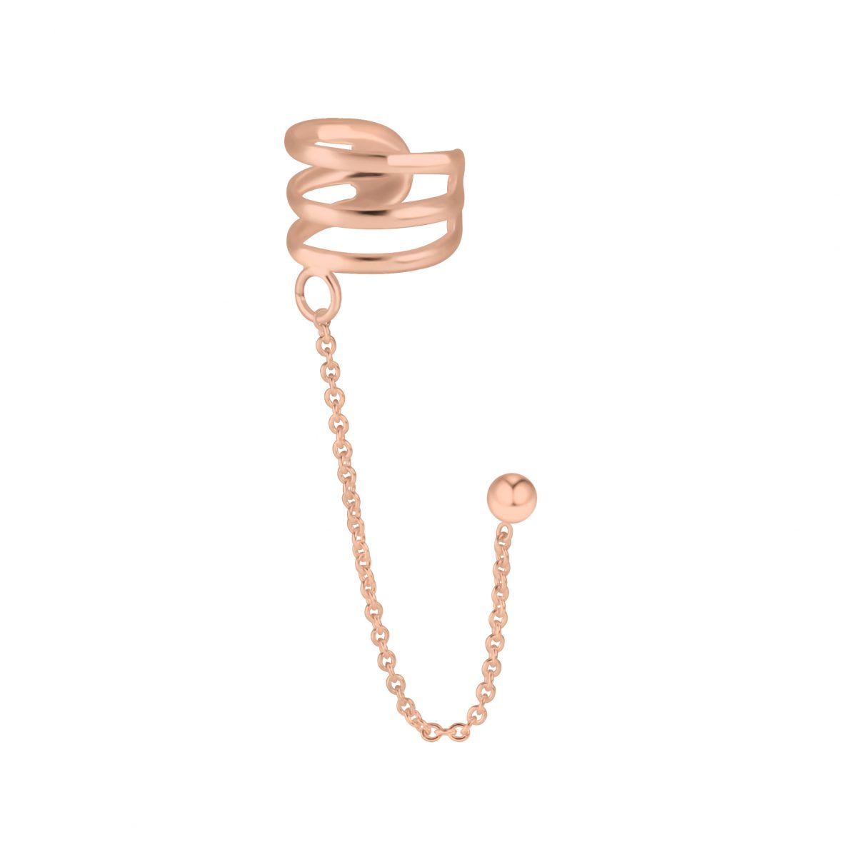 rose gold ear cuff zilver met ketting en oorsteker  oorklem dames zilver  chain Ear Studs  zilverana  Sterling 925 Silver