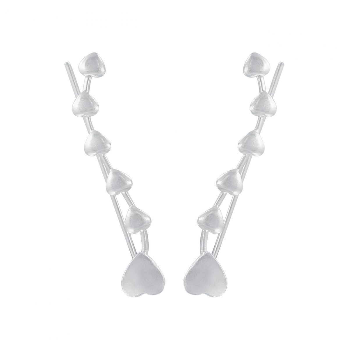 Zilverana - oorklimmer - ear cuff - ear climber oorbellen - sierlijke hartjes - zilver