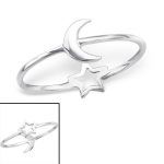 zilver ster, maan ring Silver Star and Moon Ring Sterling 925 Silver (Echt zilver)