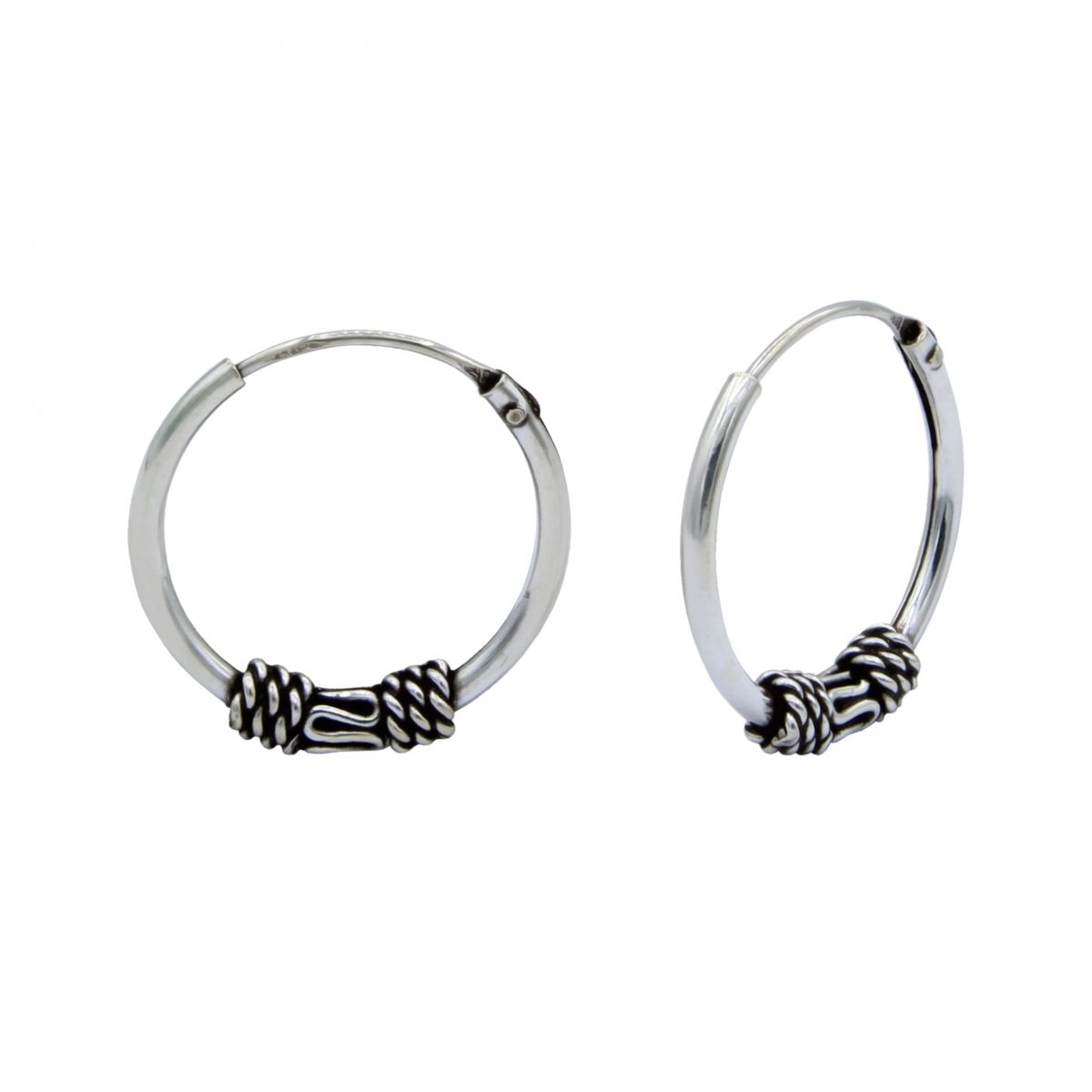 Zilver bali oorringen met ornament 14mm  oorbellen dames zilver  Ear hoops  zilverana  Sterling 925 Silver