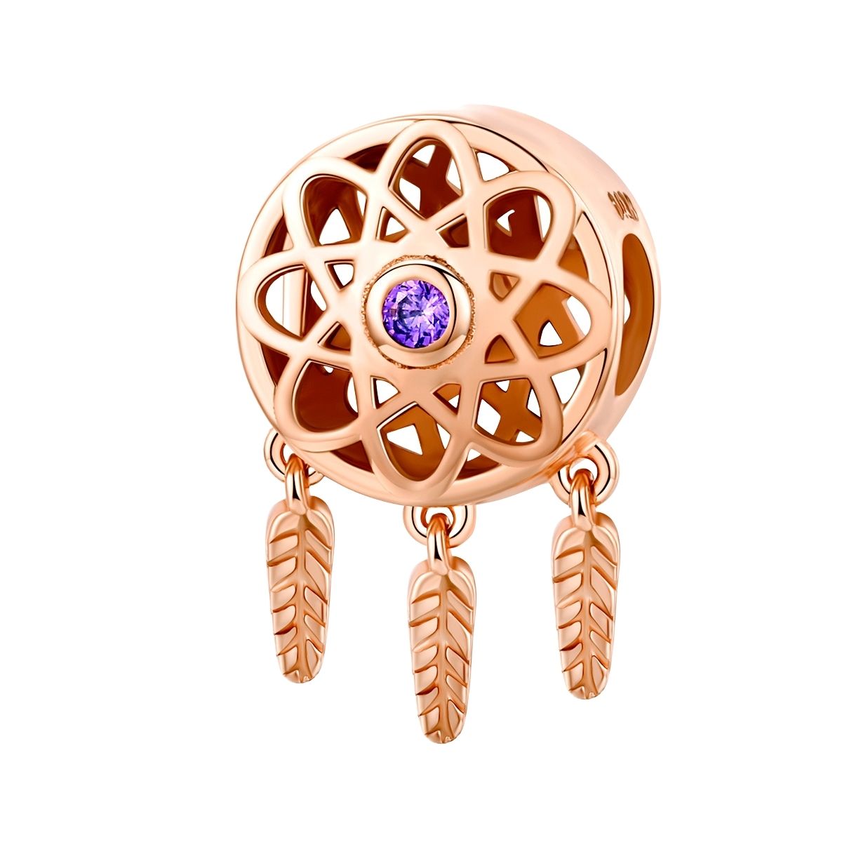 dromenvanger zirconia rose gold bedel  dreamcatcher bead  Zilverana  geschikt voor Biagi , Pandora , Trollbeads armband  925 zilver