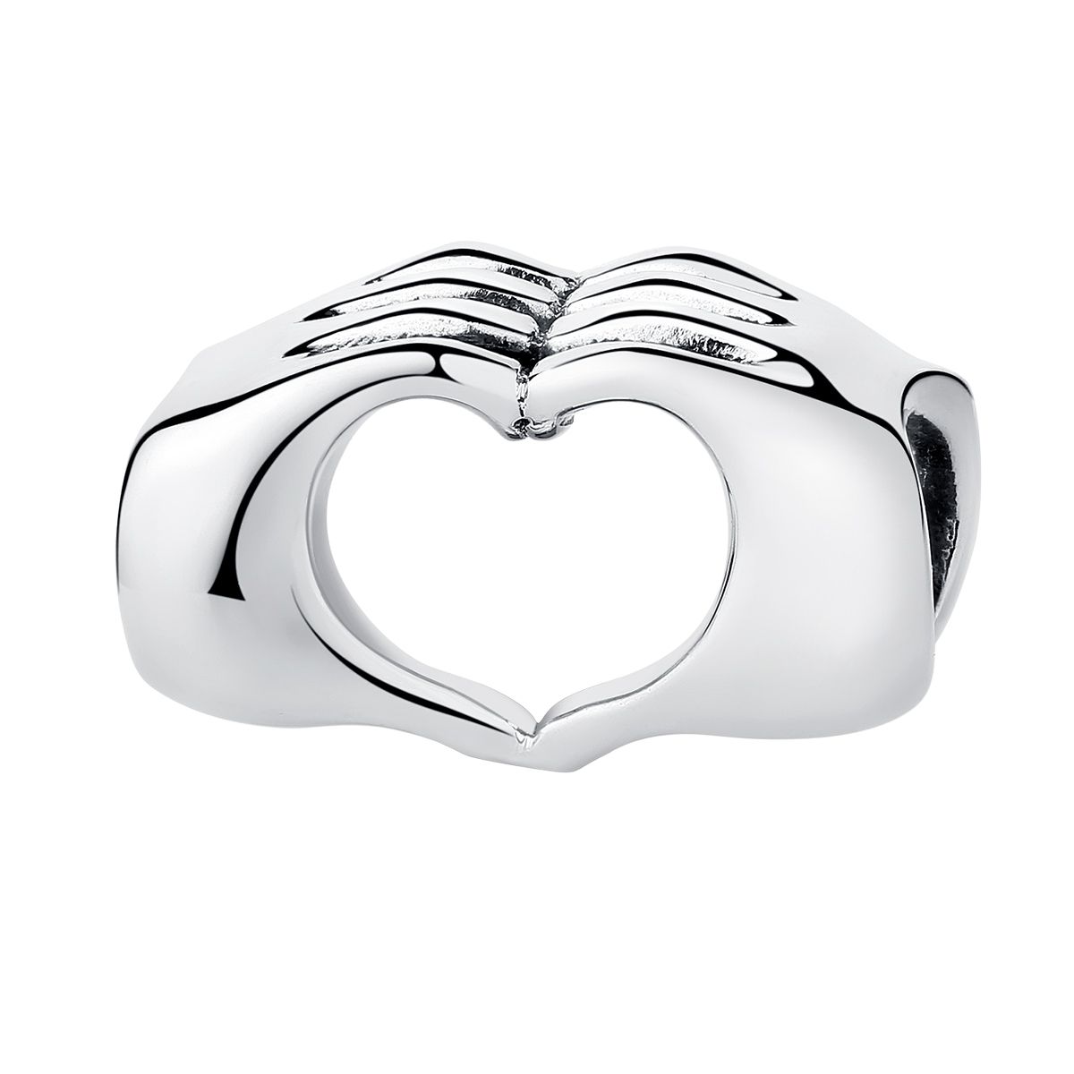 Handen hart bedel  love bead  Zilverana  geschikt voor Biagi , Pandora , Trollbeads armband  925 zilver
