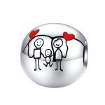 Happy family forever bedel  familie met hartjes bead  Zilverana  geschikt voor Biagi , Pandora , Trollbeads armband  925 zilver