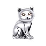 Schattige kat poes bedel  Cute cat bead  Zilverana  geschikt voor Biagi , Pandora , Trollbeads armband  925 zilver