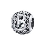 Letter B romantisch bedel  alfabet bead  Zilverana  geschikt voor Biagi , Pandora , Trollbeads armband  925 zilver