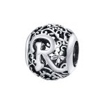 Letter R romantisch bedel  alfabet bead  Zilverana  geschikt voor Biagi , Pandora , Trollbeads armband  925 zilver