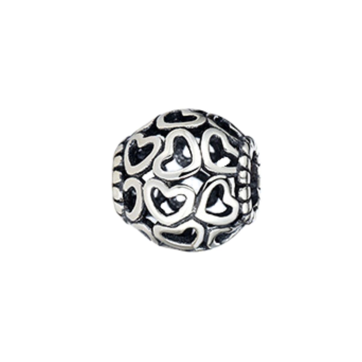 Multi hartjes bedel  heart bead  Zilverana  geschikt voor Biagi , Pandora , Trollbeads armband  925 zilver