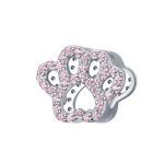 Poot hond beer roze zirkonia bedel  dog paw pink zirconia bead  Zilverana  geschikt voor Biagi , Pandora , Trollbeads armband  925 zilver