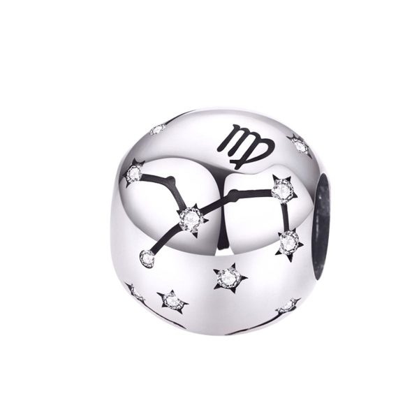 Sterrenbeeld maagd bedel zirkonia  zodiac virgo bead  Zilverana  geschikt voor Biagi , Pandora , Trollbeads armband  925 zilver