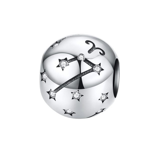 Sterrenbeeld ram bedel zirkonia  zodiac aries bead  Zilverana  geschikt voor Biagi , Pandora , Trollbeads armband  925 zilver