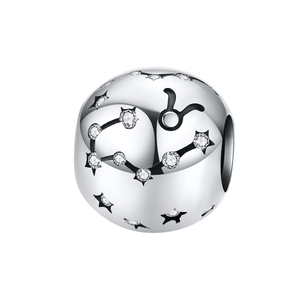Sterrenbeeld stier bedel zirkonia  zodiac taurus bead  Zilverana  geschikt voor Biagi , Pandora , Trollbeads armband  925 zilver