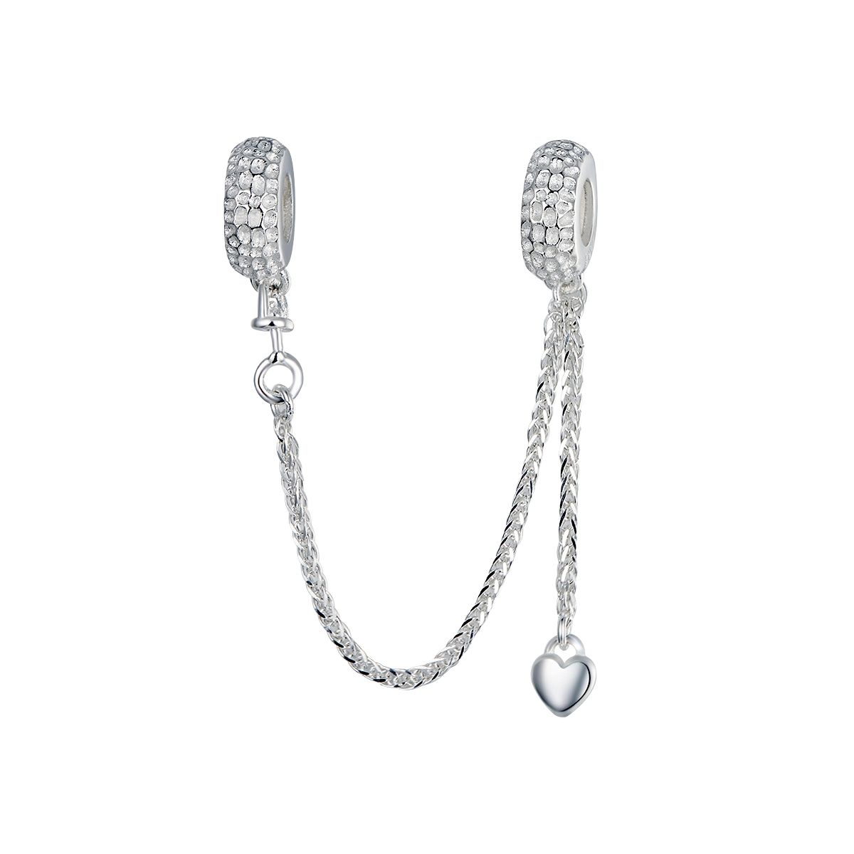 stopper met ketting en hart bedel  veiligheidsketting bead  Zilverana  geschikt voor Biagi , Pandora , Trollbeads armband  925 zilver