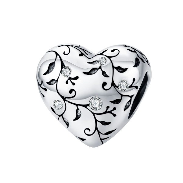 Vintage hart zirconia bedel  Heart bead  Zilverana  geschikt voor Biagi , Pandora , Trollbeads armband  925 zilver