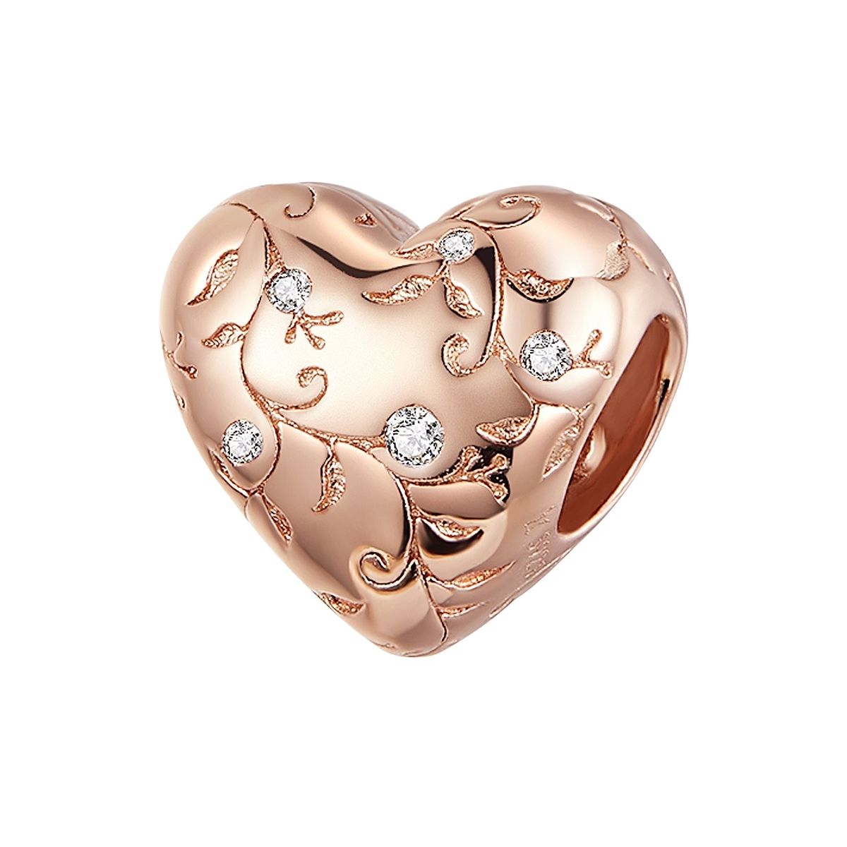 Vintage hart rose gold plated bedel  heart bead  Zilverana  geschikt voor Biagi , Pandora , Trollbeads armband  925 zilver