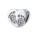 Voetjes hart bedel zirconia  heart bead  Zilverana  geschikt voor Biagi , Pandora , Trollbeads armband  925 zilver