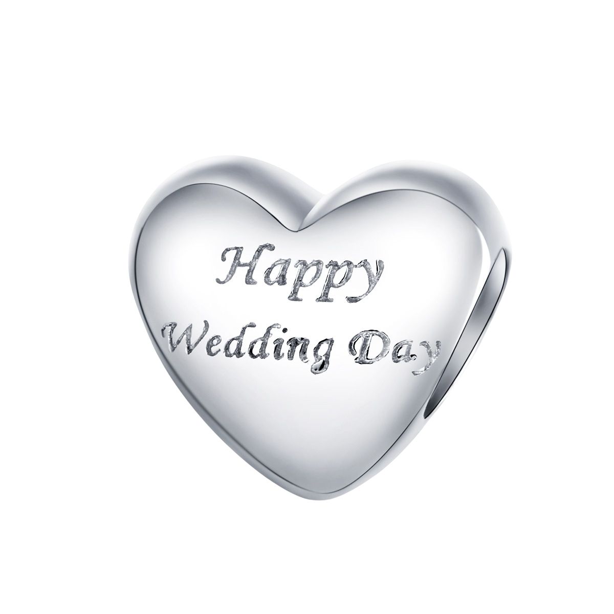 Hart happy wedding day bead  hart huwelijk trouwdag bedel  Zilverana  geschikt voor Biagi , Pandora , Trollbeads armband  925 zilver