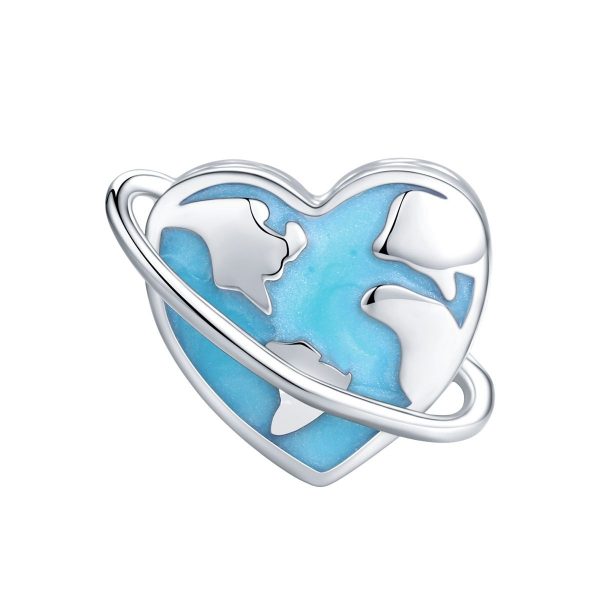 Hart bescherm de wereld bedel  guard the earth bead  Zilverana  geschikt voor Biagi , Pandora , Trollbeads armband  925 zilver