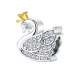 Zwaan prinses zirconia bedel  Swan bead  Zilverana  geschikt voor Biagi , Pandora , Trollbeads armband  925 zilver